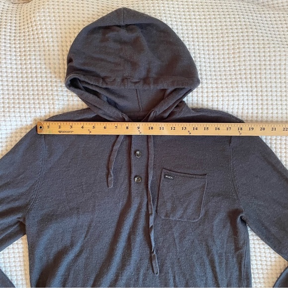 Cozy RVCA knit hooded long sleeve shirt, dark grey, size L - Picture 7 of 11